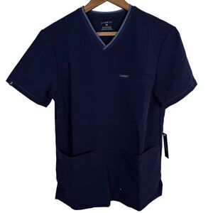 JAANUU Women's 2-Pocket Scrub‎ Top Navy NWOT Sz XS